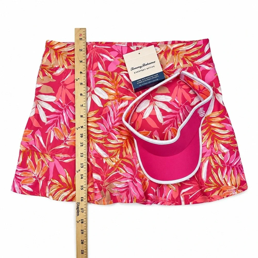 NWT Tommy Bahama Everyday Active Skort & Visor Set Pink Tropical Floral Golf